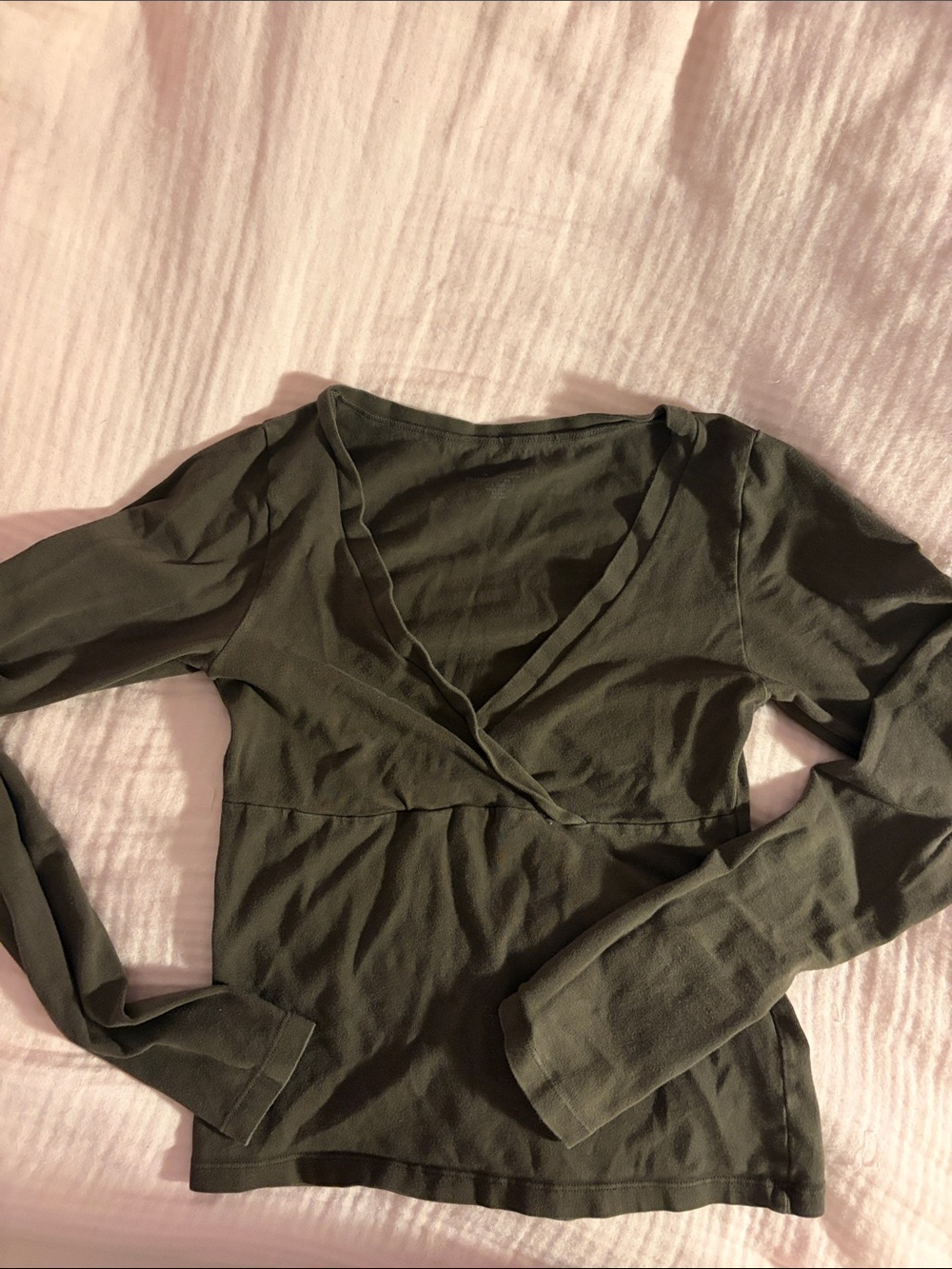 Brown Long Sleeve Brandy Melville Wrap-Front Women’s Top